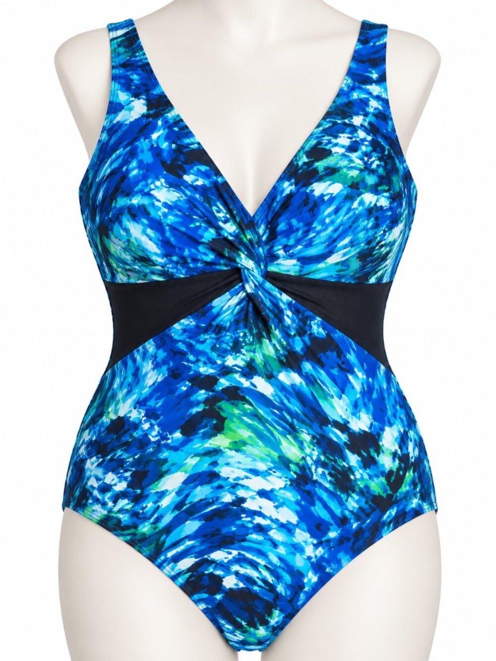 Miradonna by Miraclesuit One Piece Swimsuit Size 16 Blue Twist Front NWT